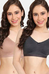 Rosaline Cyber Grove Everyday Double Layered Non Wired 3/4th Coverage T-Shirt Bra (Pack of 2) - Multicolor — thumbnail 1